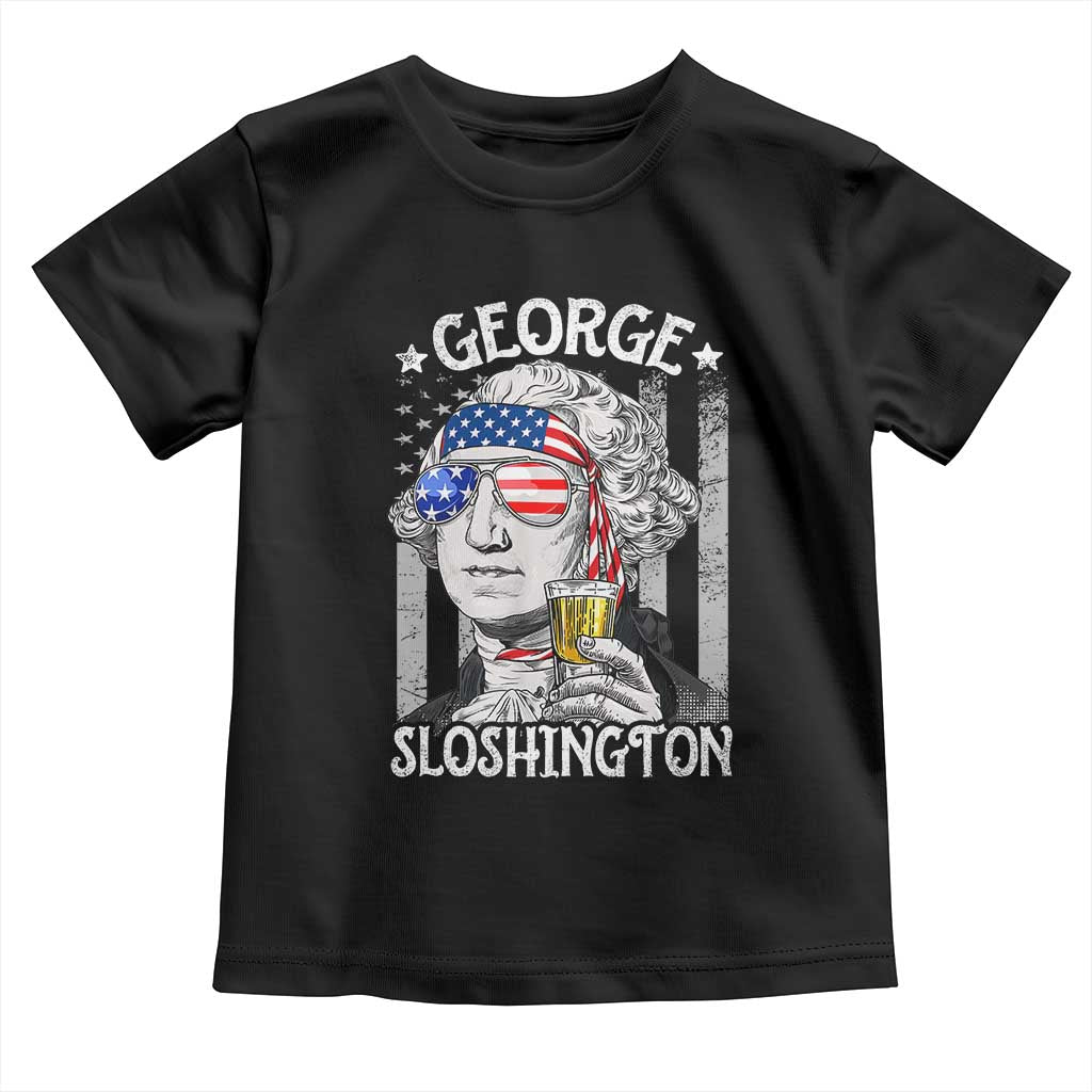 Funny 4th of July George Sloshington Washington Toddler T Shirt Retro America Flag - Wonder Print Shop
