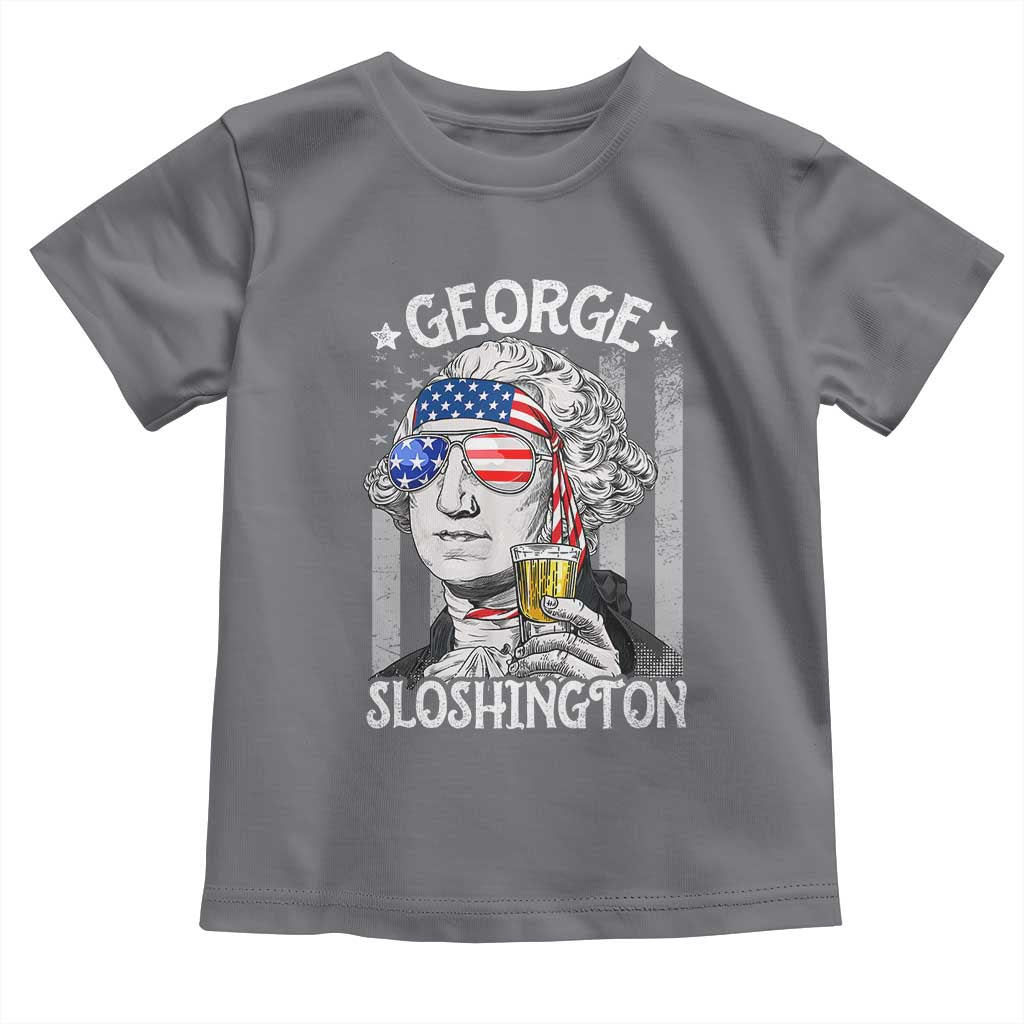 Funny 4th of July George Sloshington Washington Toddler T Shirt Retro America Flag - Wonder Print Shop