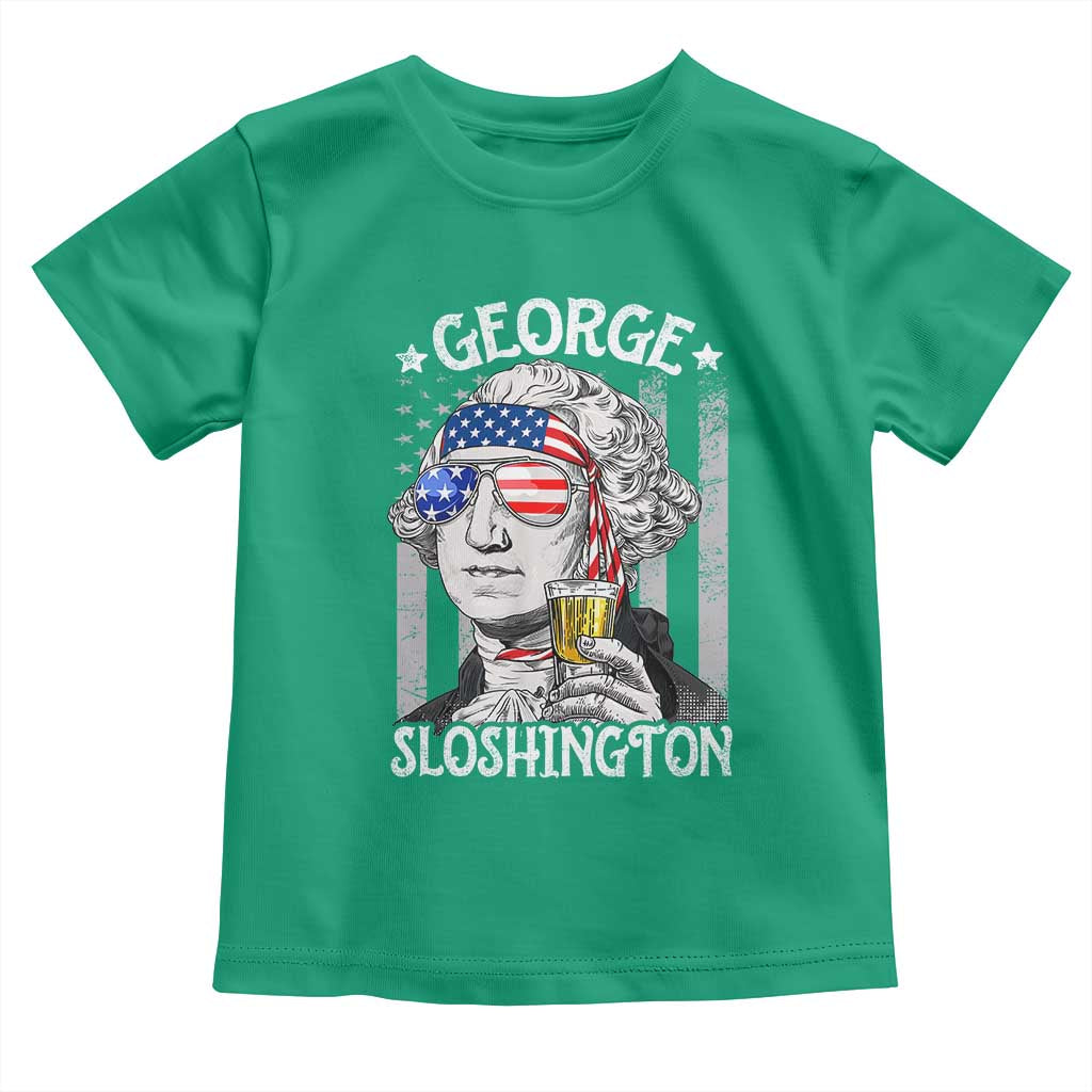 Funny 4th of July George Sloshington Washington Toddler T Shirt Retro America Flag - Wonder Print Shop