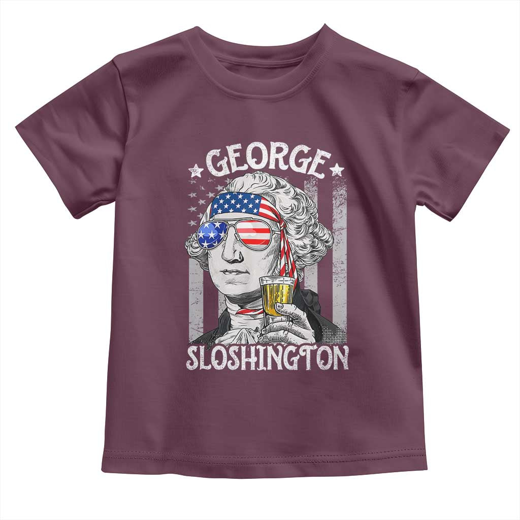 Funny 4th of July George Sloshington Washington Toddler T Shirt Retro America Flag - Wonder Print Shop