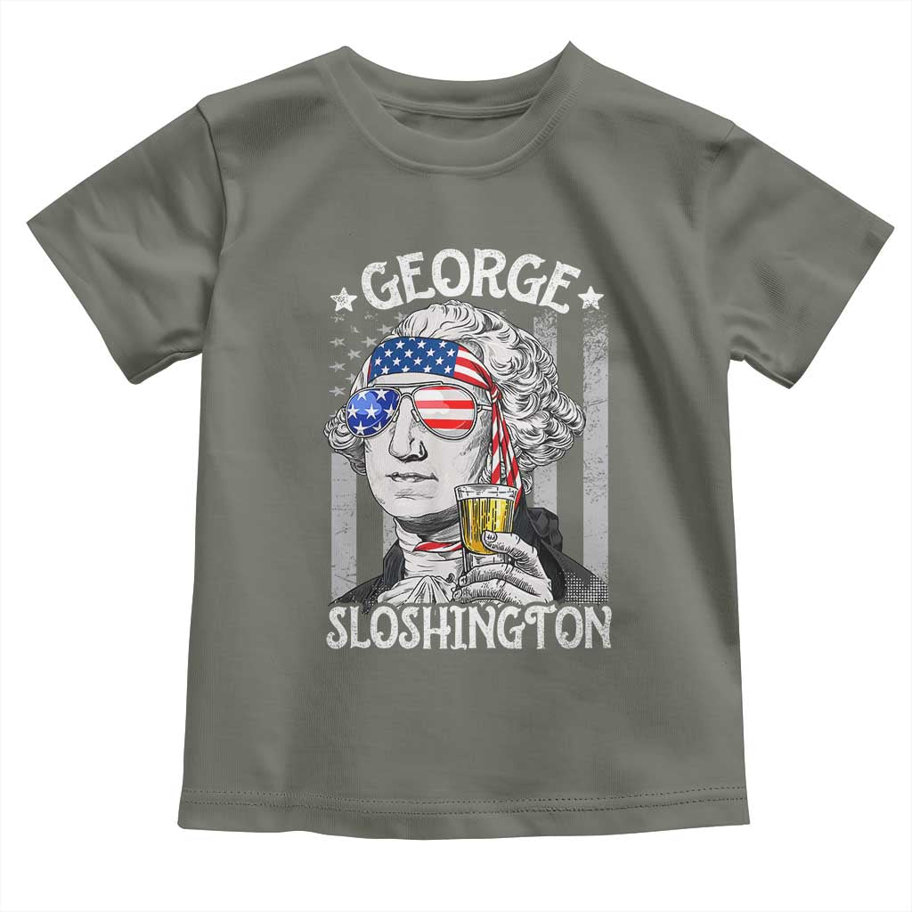 Funny 4th of July George Sloshington Washington Toddler T Shirt Retro America Flag - Wonder Print Shop