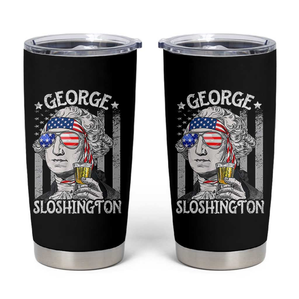 Funny 4th of July George Sloshington Washington Tumbler Cup Retro America Flag - Wonder Print Shop