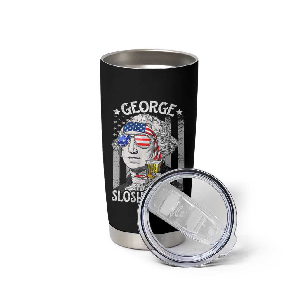 Funny 4th of July George Sloshington Washington Tumbler Cup Retro America Flag - Wonder Print Shop