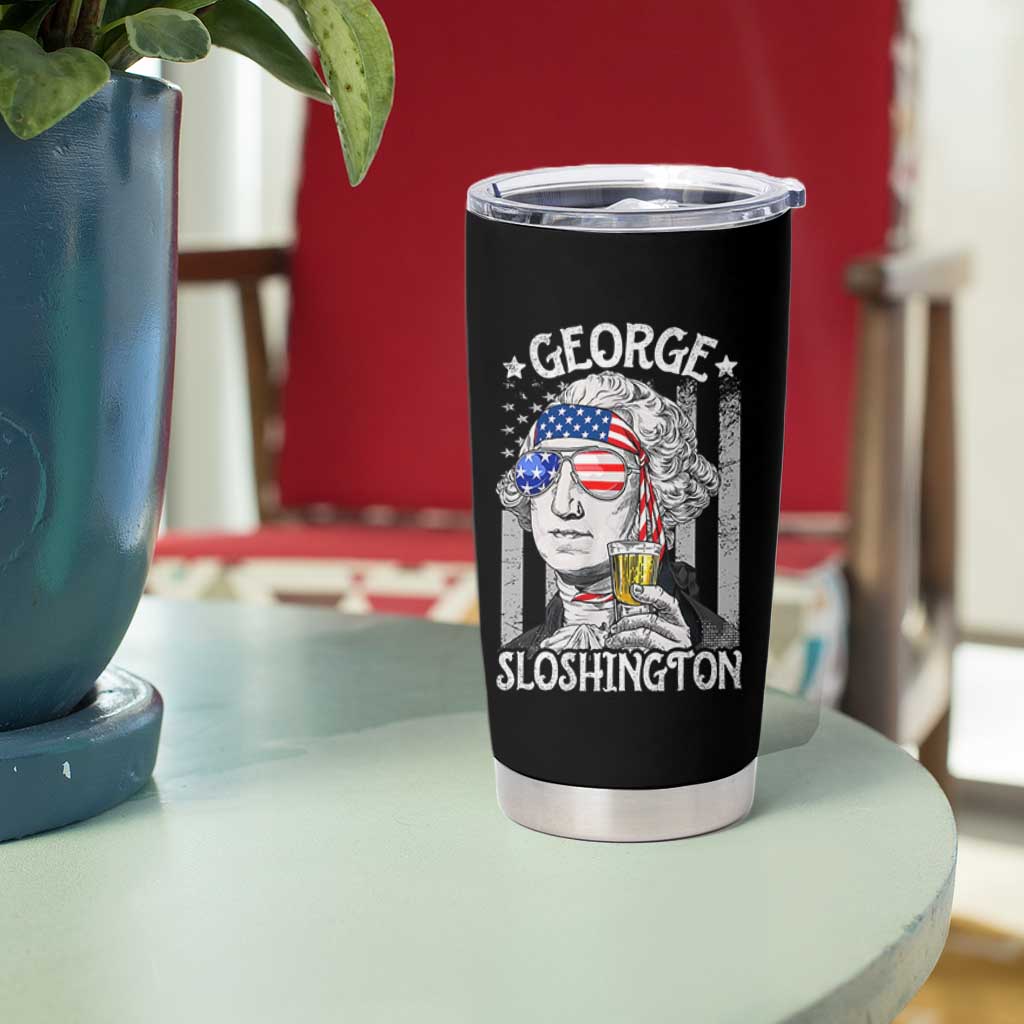 Funny 4th of July George Sloshington Washington Tumbler Cup Retro America Flag - Wonder Print Shop