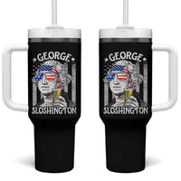 Funny 4th of July George Sloshington Washington Tumbler With Handle Retro America Flag - Wonder Print Shop