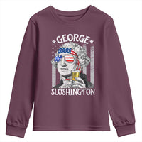 Funny 4th of July George Sloshington Washington Youth Sweatshirt Retro America Flag - Wonder Print Shop