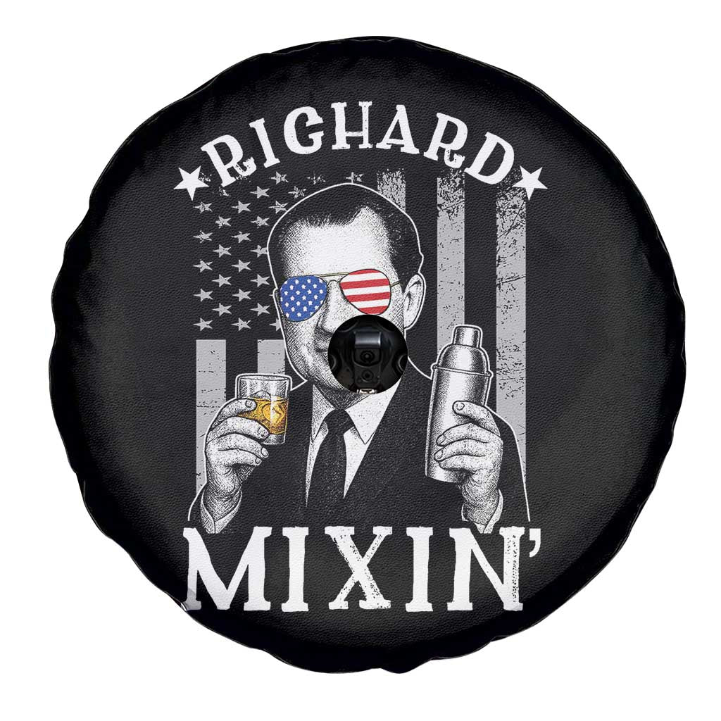 Funny 4th of July Spare Tire Cover Richard Mixin Patriotic Nixon Bartender American Flag - Wonder Print Shop