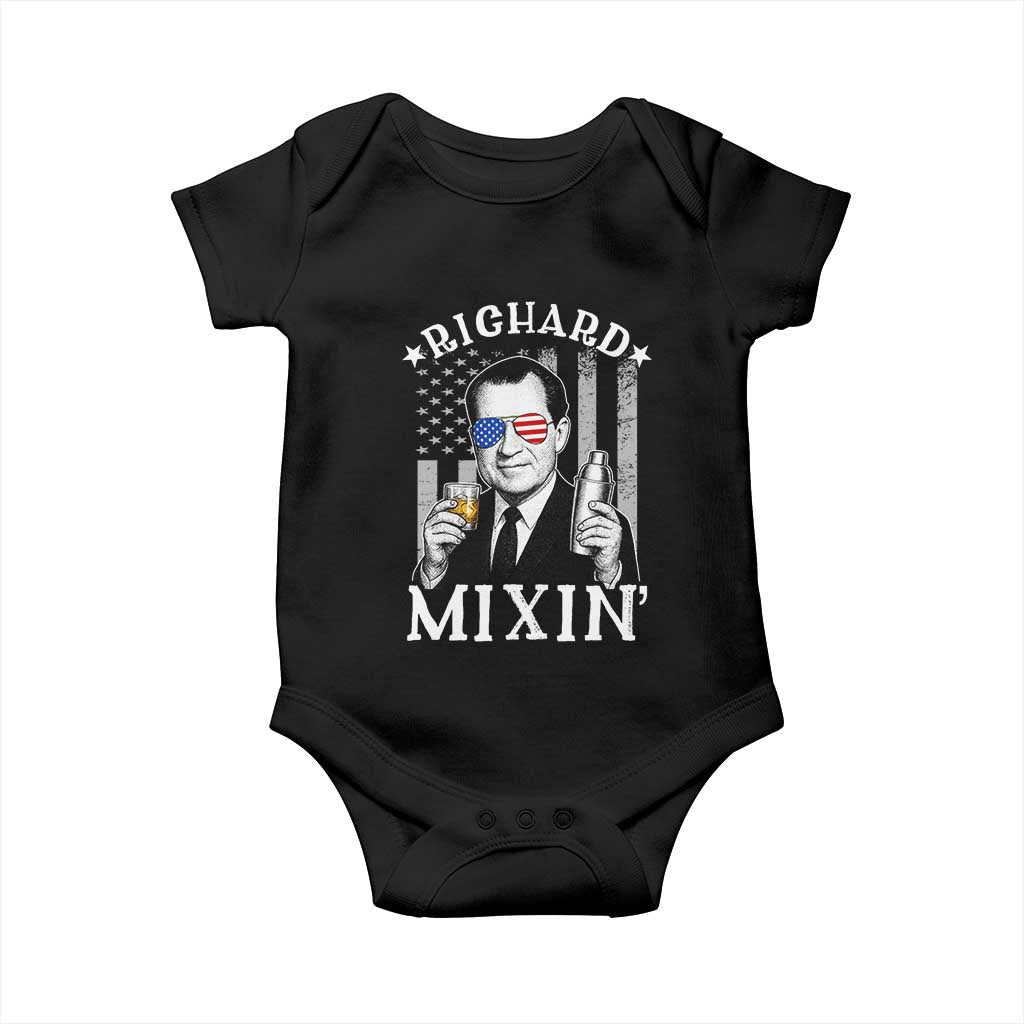 Funny 4th of July Baby Onesie Richard Mixin Patriotic Nixon Bartender American Flag - Wonder Print Shop