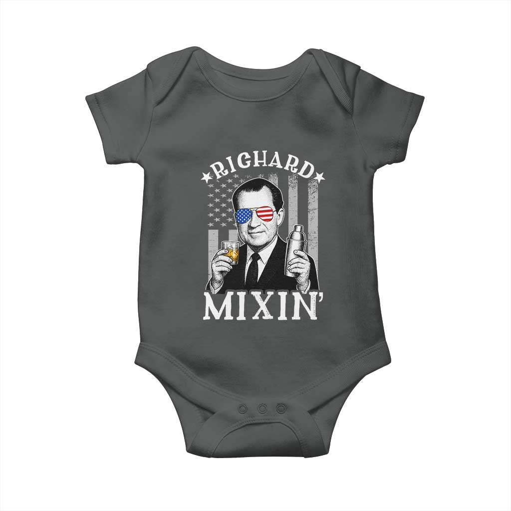 Funny 4th of July Baby Onesie Richard Mixin Patriotic Nixon Bartender American Flag - Wonder Print Shop