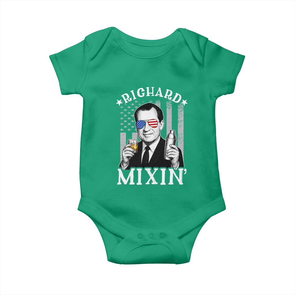 Funny 4th of July Baby Onesie Richard Mixin Patriotic Nixon Bartender American Flag - Wonder Print Shop