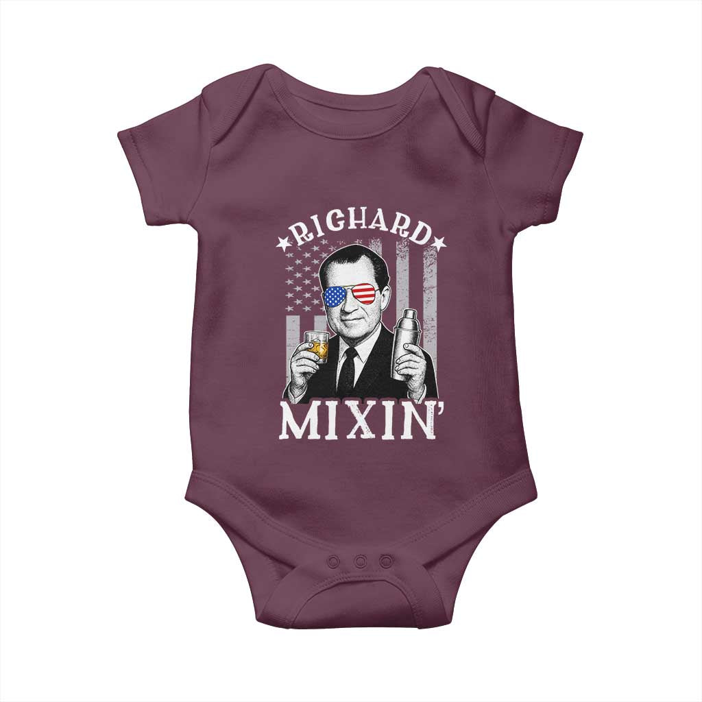 Funny 4th of July Baby Onesie Richard Mixin Patriotic Nixon Bartender American Flag - Wonder Print Shop