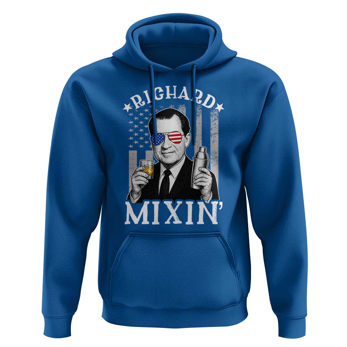 Funny 4th of July Hoodie Richard Mixin Patriotic Nixon Bartender American Flag - Wonder Print Shop