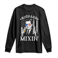 Funny 4th of July Long Sleeve Shirt Richard Mixin Patriotic Nixon Bartender American Flag - Wonder Print Shop