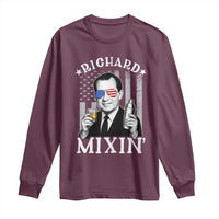Funny 4th of July Long Sleeve Shirt Richard Mixin Patriotic Nixon Bartender American Flag - Wonder Print Shop