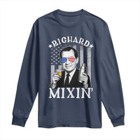 Funny 4th of July Long Sleeve Shirt Richard Mixin Patriotic Nixon Bartender American Flag - Wonder Print Shop