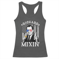Funny 4th of July Racerback Tank Top Richard Mixin Patriotic Nixon Bartender American Flag - Wonder Print Shop