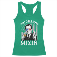 Funny 4th of July Racerback Tank Top Richard Mixin Patriotic Nixon Bartender American Flag - Wonder Print Shop