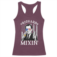 Funny 4th of July Racerback Tank Top Richard Mixin Patriotic Nixon Bartender American Flag - Wonder Print Shop