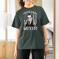 Funny 4th of July T Shirt For Women Richard Mixin Patriotic Nixon Bartender American Flag - Wonder Print Shop