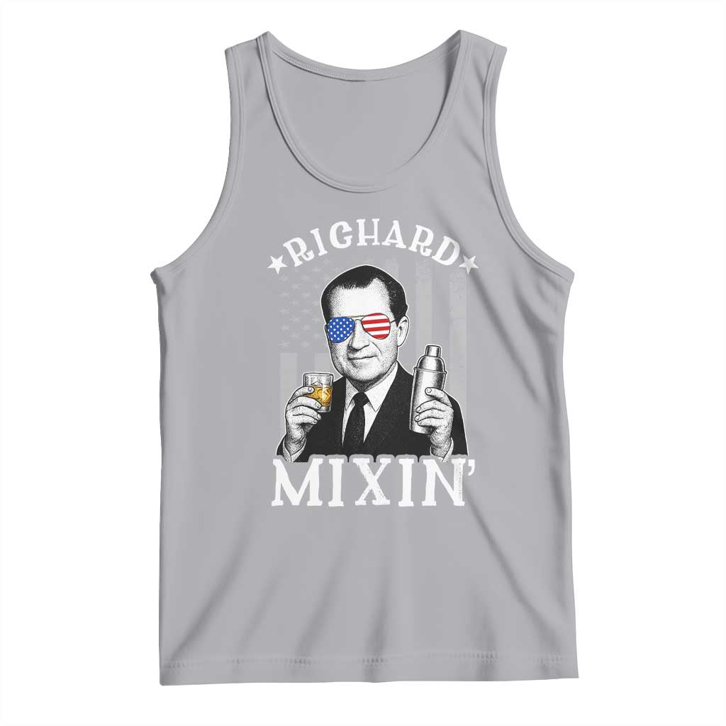 Funny 4th of July Tank Top Richard Mixin Patriotic Nixon Bartender American Flag - Wonder Print Shop
