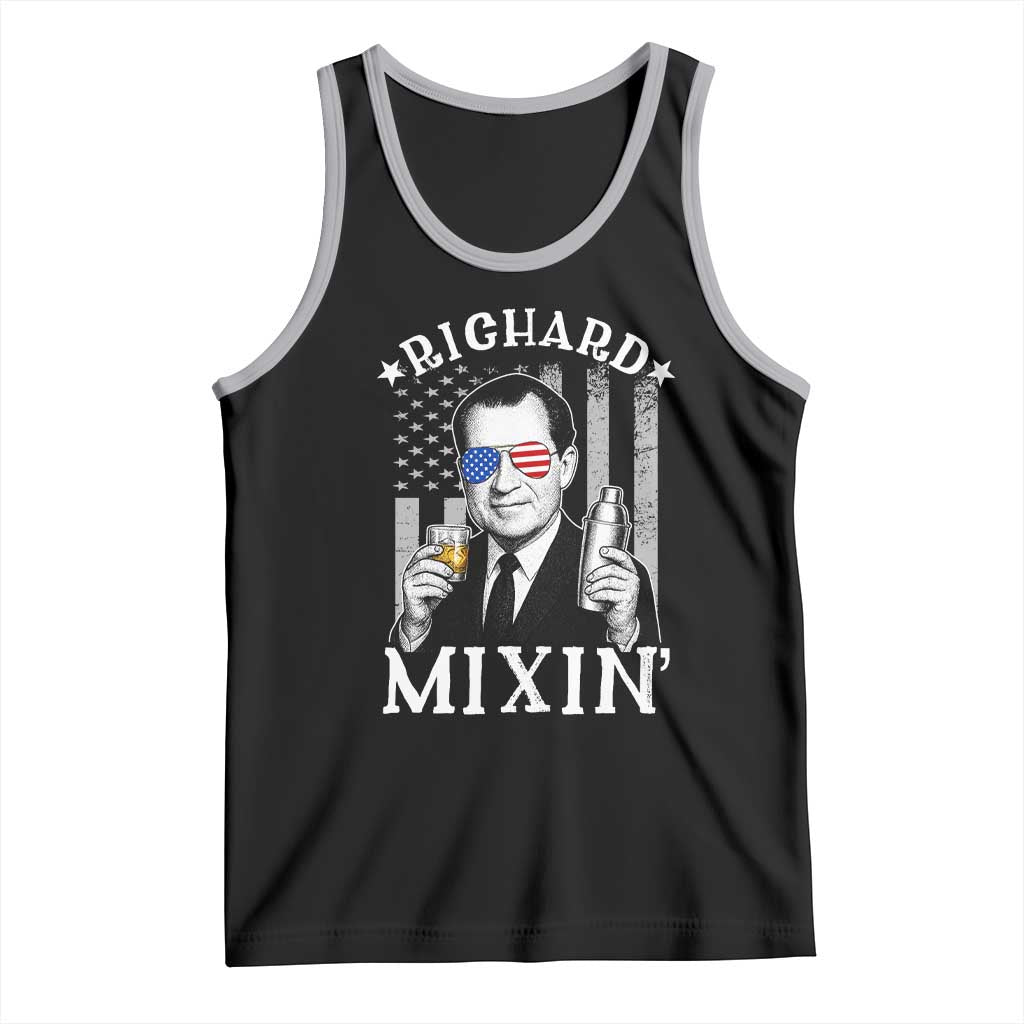 Funny 4th of July Tank Top Richard Mixin Patriotic Nixon Bartender American Flag - Wonder Print Shop