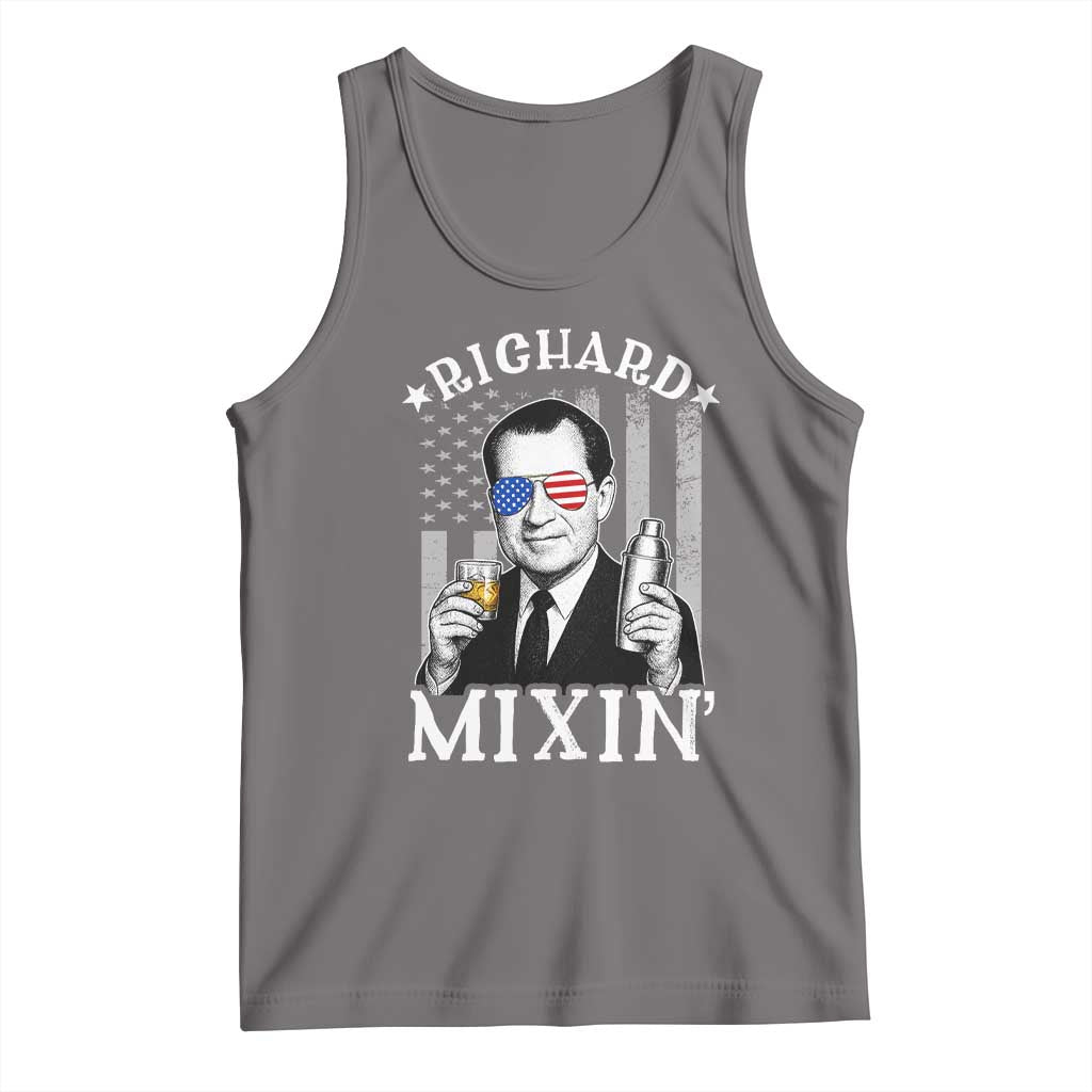 Funny 4th of July Tank Top Richard Mixin Patriotic Nixon Bartender American Flag - Wonder Print Shop