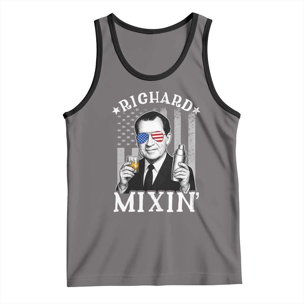 Funny 4th of July Tank Top Richard Mixin Patriotic Nixon Bartender American Flag - Wonder Print Shop