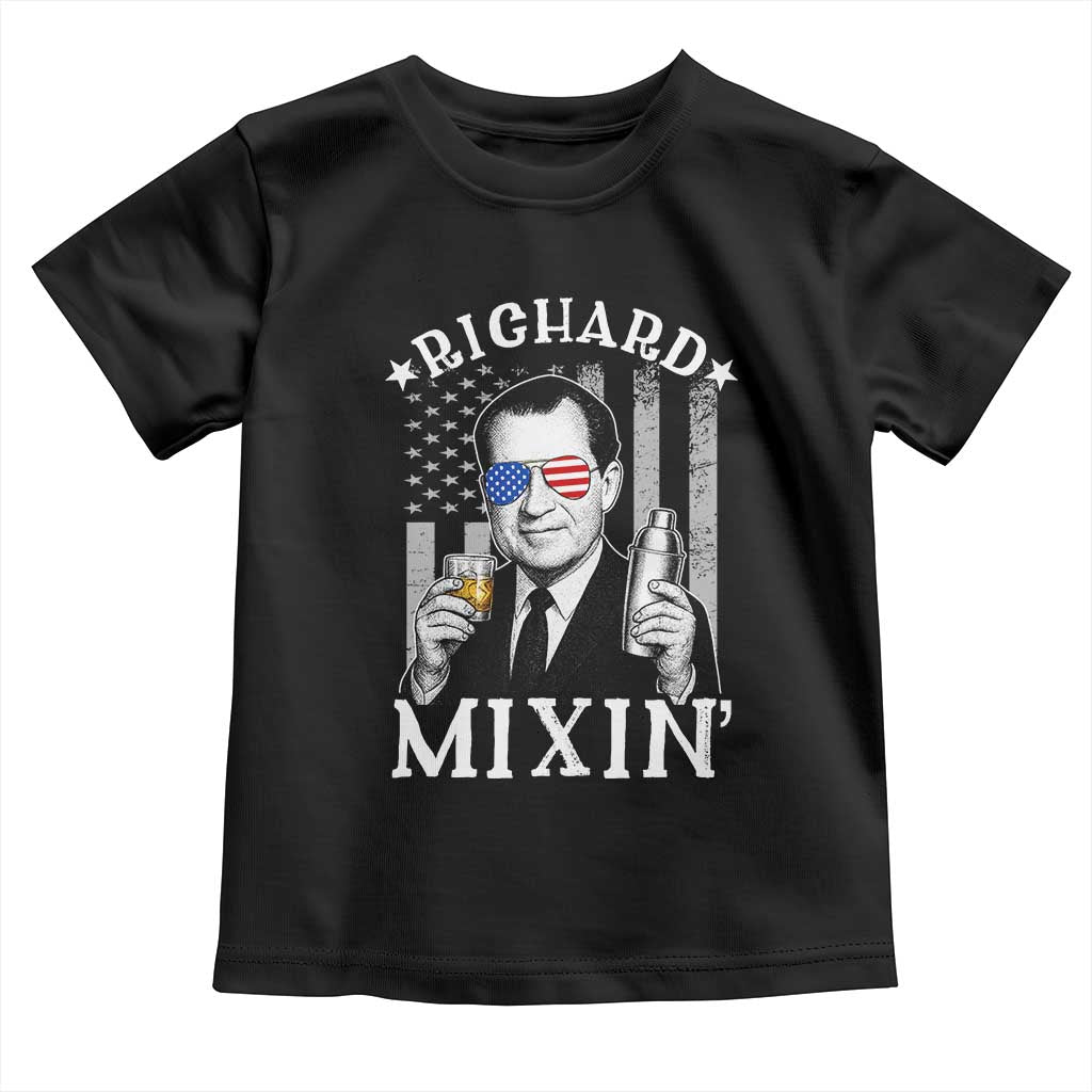 Funny 4th of July Toddler T Shirt Richard Mixin Patriotic Nixon Bartender American Flag - Wonder Print Shop