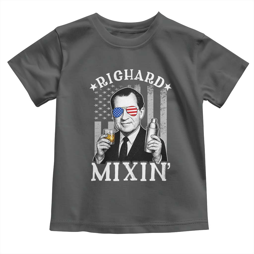 Funny 4th of July Toddler T Shirt Richard Mixin Patriotic Nixon Bartender American Flag - Wonder Print Shop