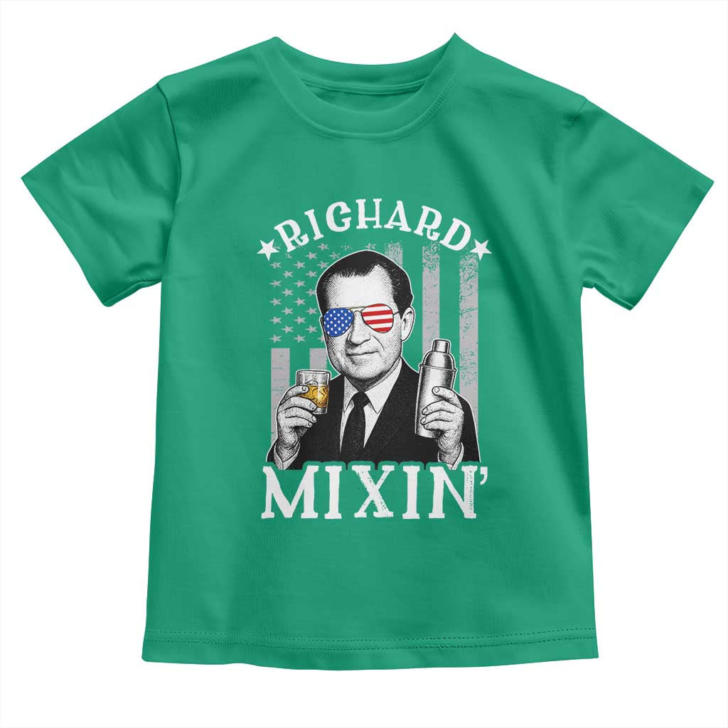 Funny 4th of July Toddler T Shirt Richard Mixin Patriotic Nixon Bartender American Flag - Wonder Print Shop