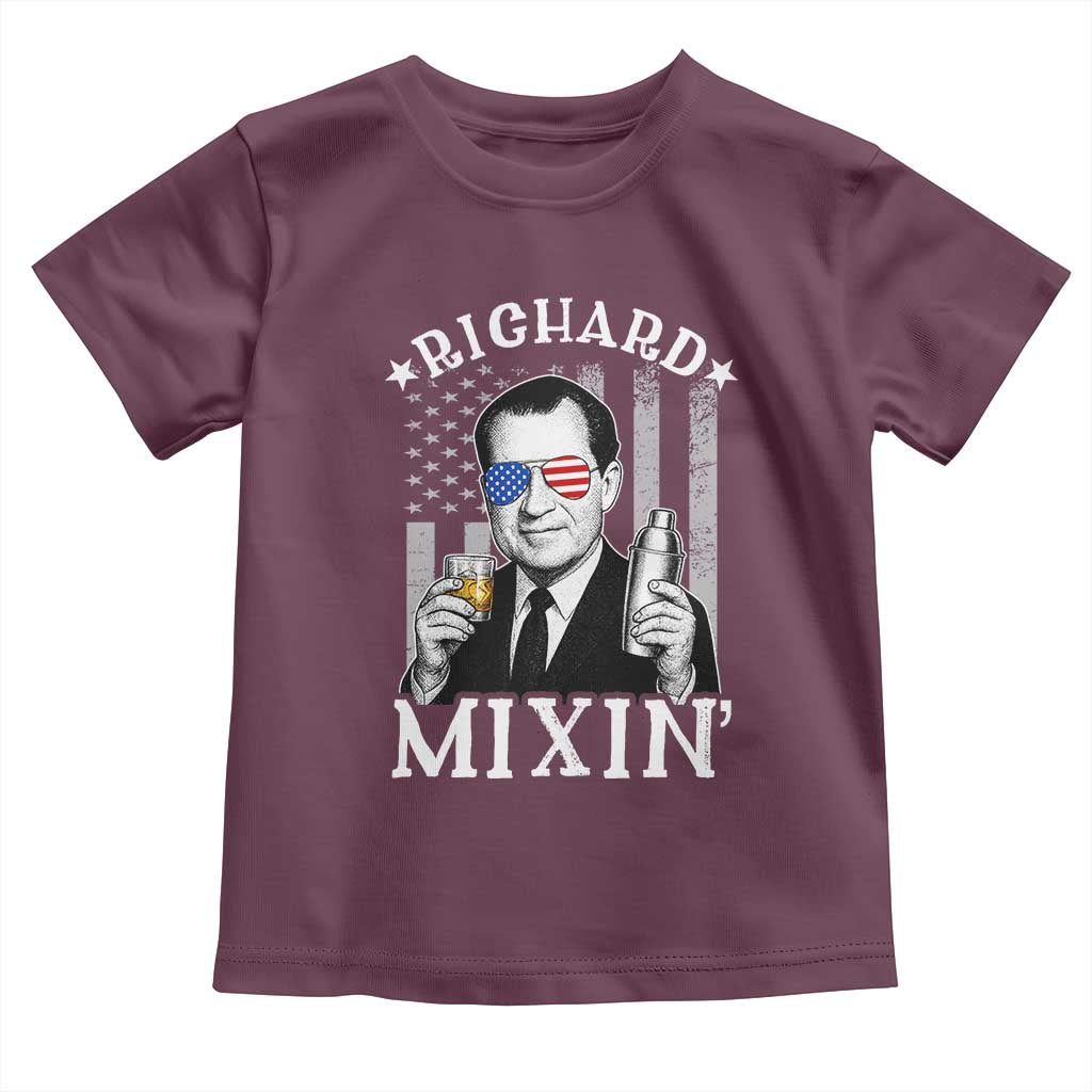 Funny 4th of July Toddler T Shirt Richard Mixin Patriotic Nixon Bartender American Flag - Wonder Print Shop