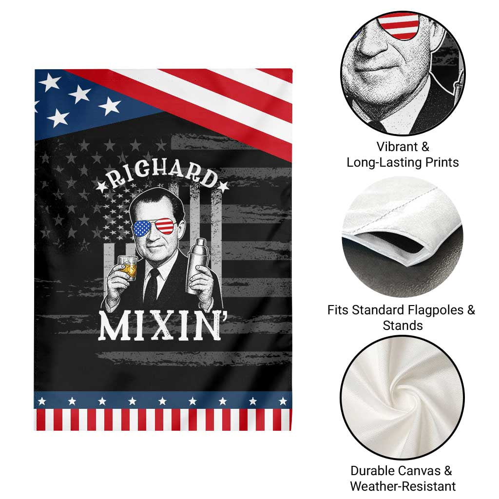 Funny 4th of July Garden Flag Richard Mixin Patriotic Nixon Bartender American Flag