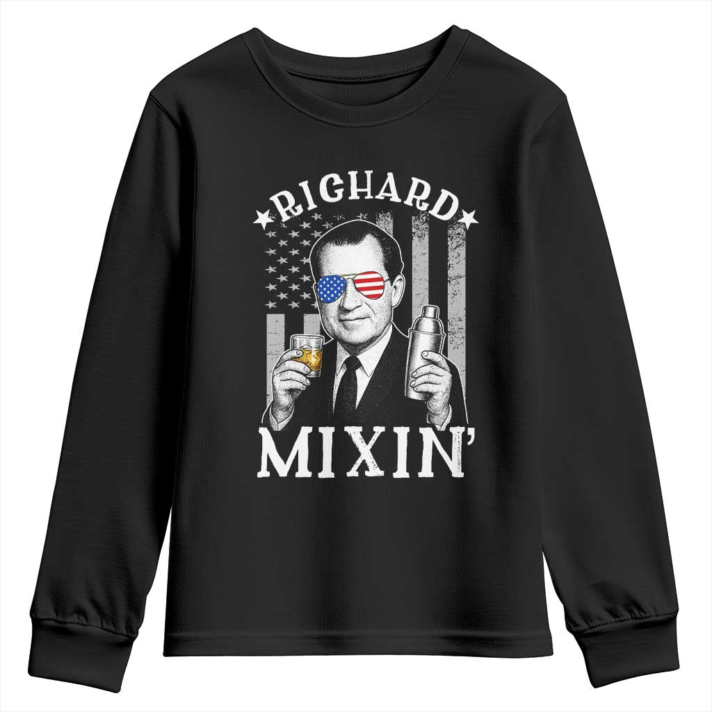 Funny 4th of July Youth Sweatshirt Richard Mixin Patriotic Nixon Bartender American Flag - Wonder Print Shop