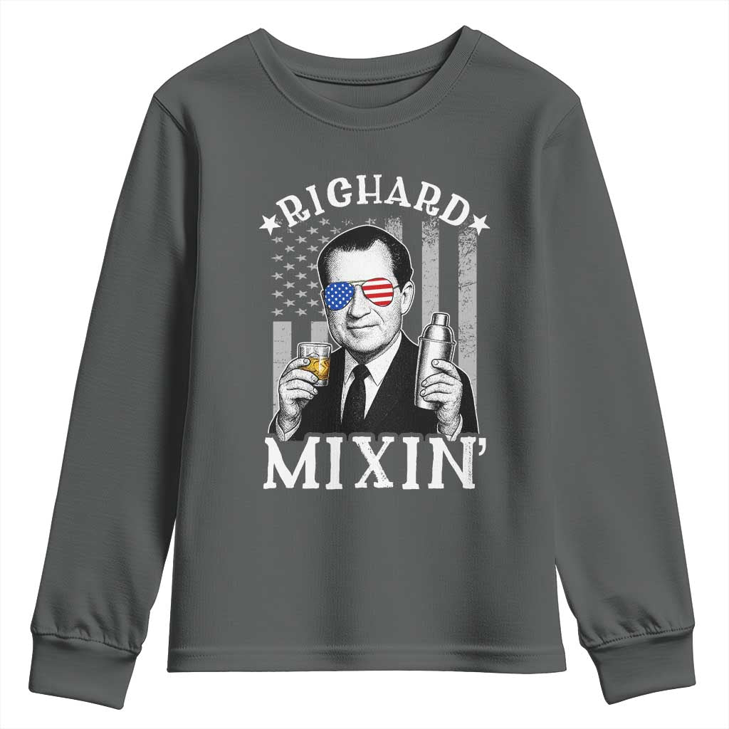 Funny 4th of July Youth Sweatshirt Richard Mixin Patriotic Nixon Bartender American Flag - Wonder Print Shop