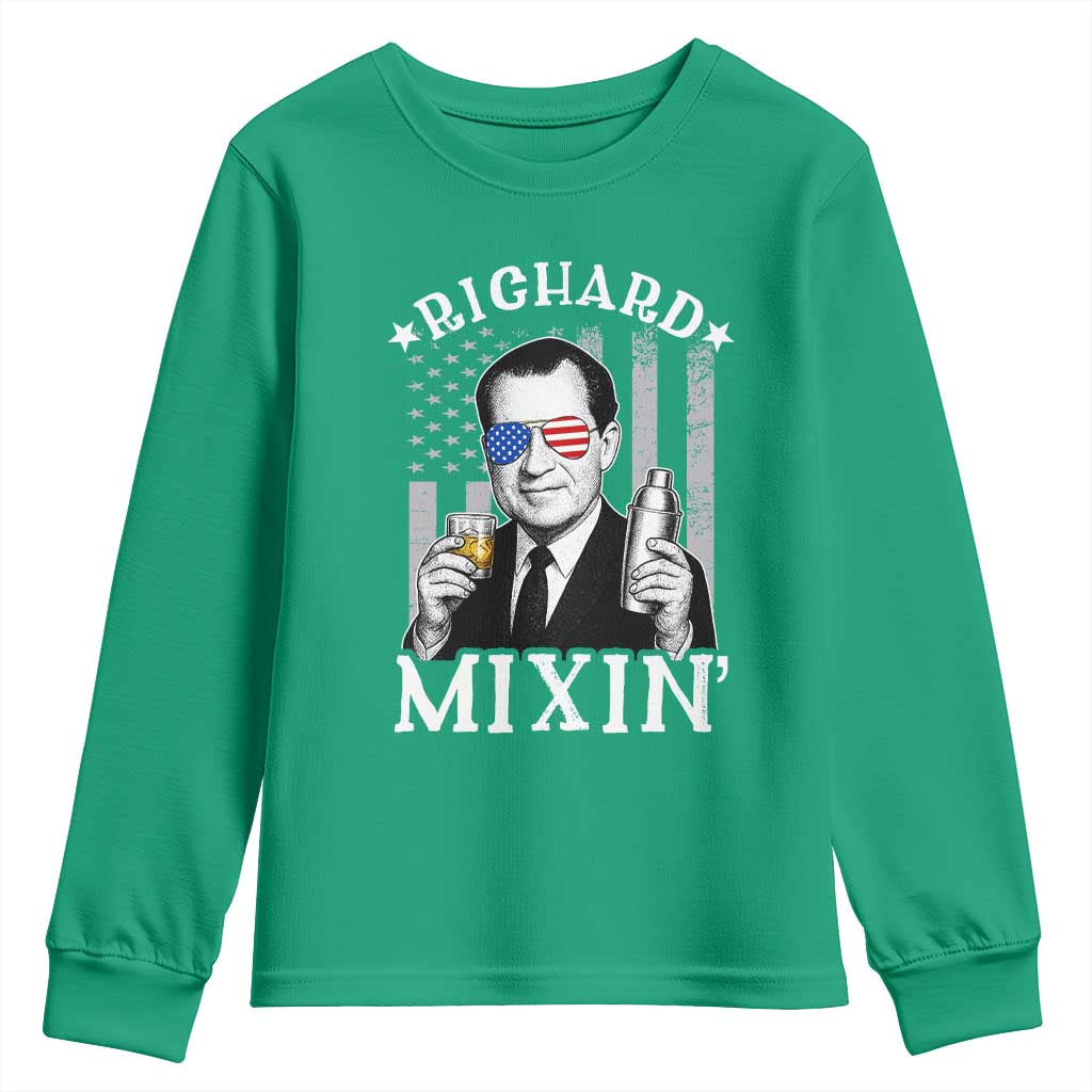 Funny 4th of July Youth Sweatshirt Richard Mixin Patriotic Nixon Bartender American Flag - Wonder Print Shop