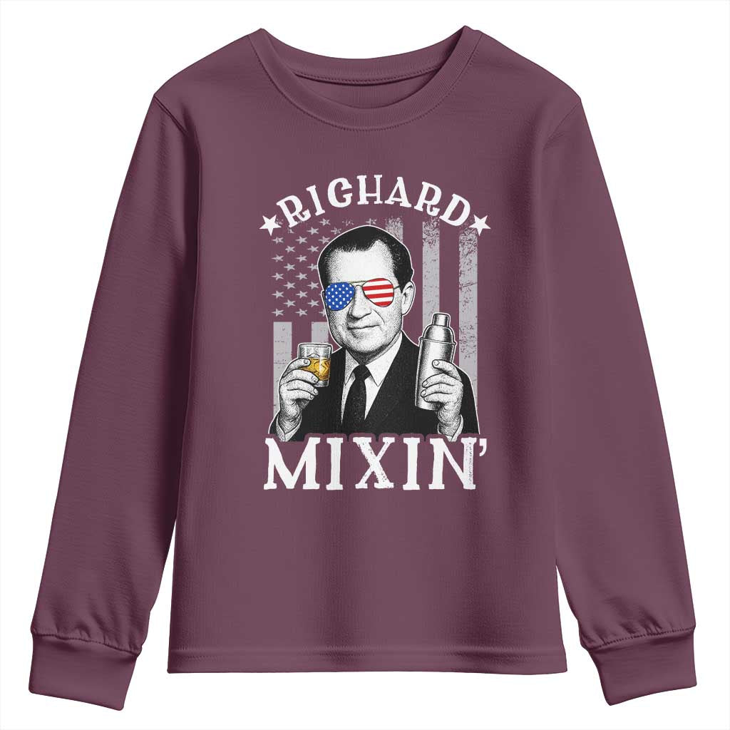Funny 4th of July Youth Sweatshirt Richard Mixin Patriotic Nixon Bartender American Flag - Wonder Print Shop