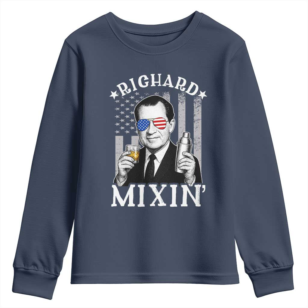 Funny 4th of July Youth Sweatshirt Richard Mixin Patriotic Nixon Bartender American Flag - Wonder Print Shop