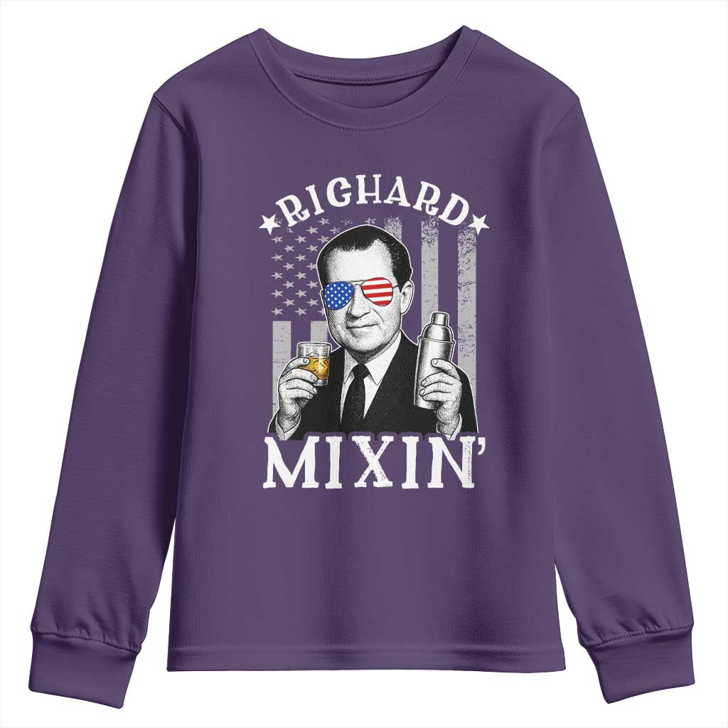 Funny 4th of July Youth Sweatshirt Richard Mixin Patriotic Nixon Bartender American Flag - Wonder Print Shop