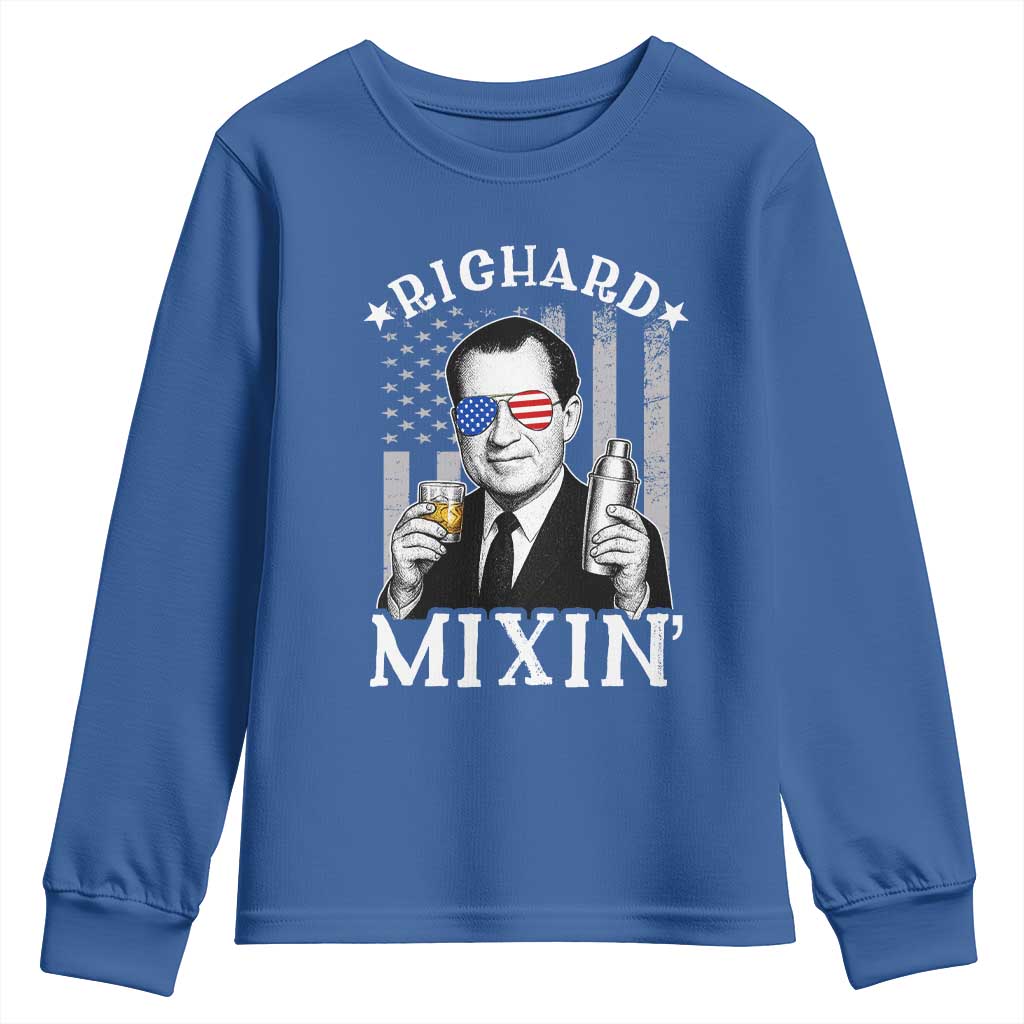 Funny 4th of July Youth Sweatshirt Richard Mixin Patriotic Nixon Bartender American Flag - Wonder Print Shop