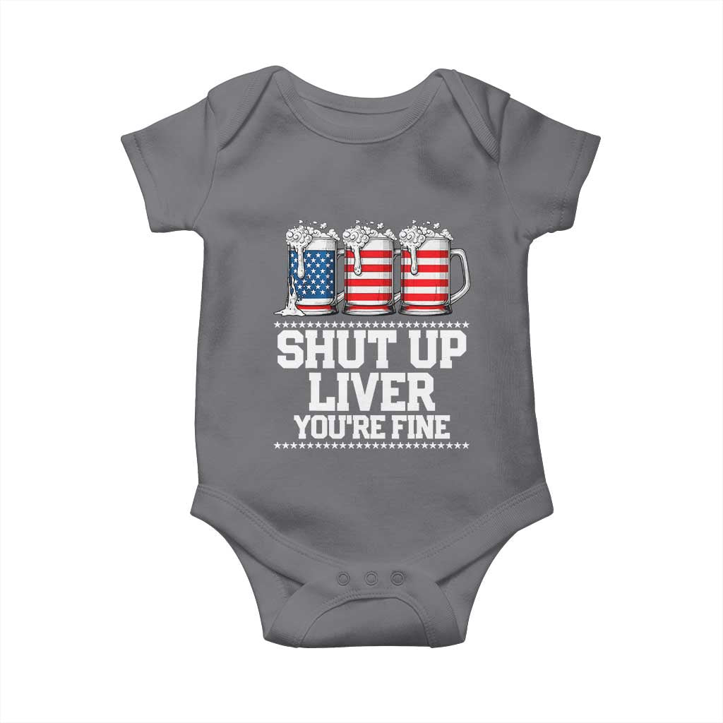 Beer American Flag 4th of July Baby Onesie Merica Drinking USA Shut Up Liver You Are Fine - Wonder Print Shop