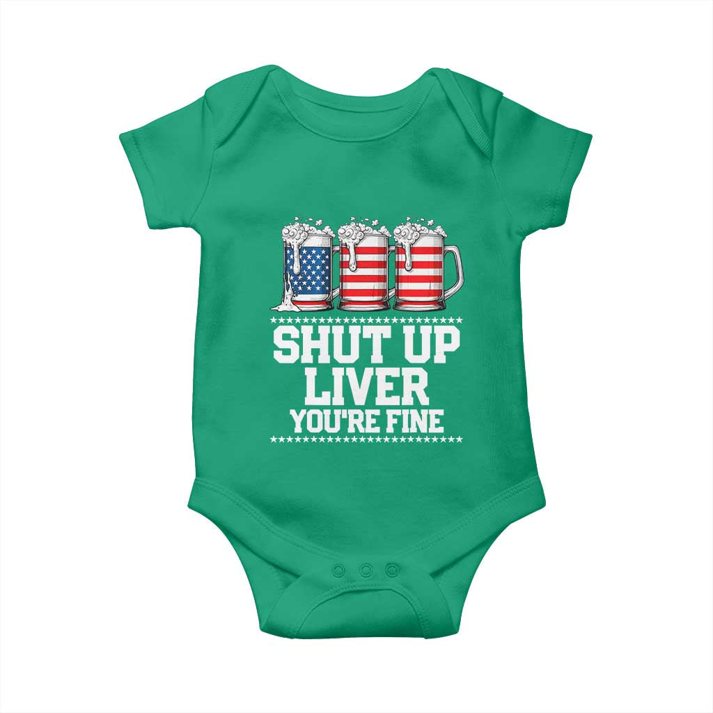Beer American Flag 4th of July Baby Onesie Merica Drinking USA Shut Up Liver You Are Fine - Wonder Print Shop