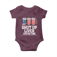 Beer American Flag 4th of July Baby Onesie Merica Drinking USA Shut Up Liver You Are Fine - Wonder Print Shop