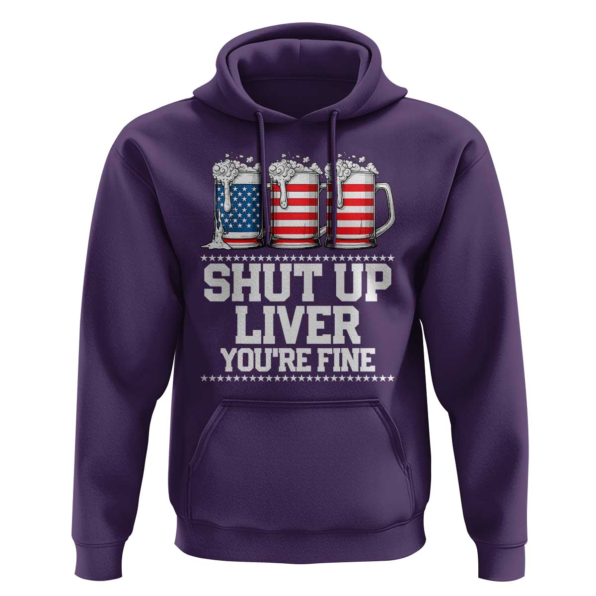 Beer American Flag 4th of July Hoodie Merica Drinking USA Shut Up Liver You Are Fine - Wonder Print Shop