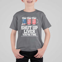 Beer American Flag 4th of July T Shirt For Kid Merica Drinking USA Shut Up Liver You Are Fine - Wonder Print Shop