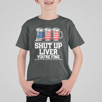 Beer American Flag 4th of July T Shirt For Kid Merica Drinking USA Shut Up Liver You Are Fine - Wonder Print Shop