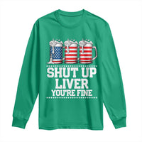 Beer American Flag 4th of July Long Sleeve Shirt Merica Drinking USA Shut Up Liver You Are Fine - Wonder Print Shop