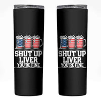 Beer American Flag 4th of July Skinny Tumbler Merica Drinking USA Shut Up Liver You Are Fine - Wonder Print Shop