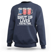 Beer American Flag 4th of July Sweatshirt Merica Drinking USA Shut Up Liver You Are Fine - Wonder Print Shop