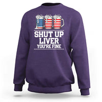 Beer American Flag 4th of July Sweatshirt Merica Drinking USA Shut Up Liver You Are Fine - Wonder Print Shop