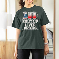 Beer American Flag 4th of July T Shirt For Women Merica Drinking USA Shut Up Liver You Are Fine - Wonder Print Shop